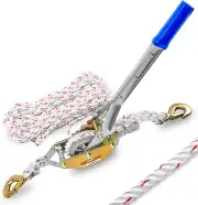 Rope Puller 3/4 Ton Capacity with 20Ft 0.6In Diameter Rope Come along Winch 2 Ho