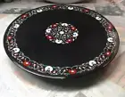 2' black Marble Table Top dining coffee side inlay Pietra Dura antique Decor s7