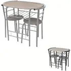 Breakfast Bar Set MDF Iron Dining Table Chairs Kitchen Silver/Black vidaXL