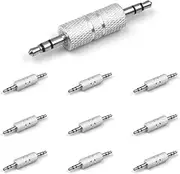 3.5 mm Male to Male Audio Connector, Headphone Jack Adapter, 1/8 inch Audio Adapter Metal 3.5mm Jack to 3.5mm Jack Adapter. (10)