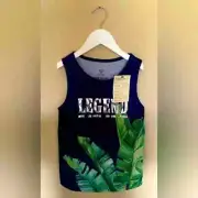 River Island Boys Purple Leaf 'LEGEND' Print Tank Top