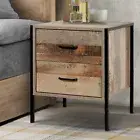 Bedside Table Drawer Storage Nightstand Chest Cabinet Lamp Side Oak Metal tube