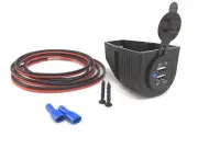Dual USB/12V to 5v Panel Mount Water Resistant with Cover wiring and hardware