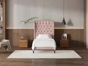 My Style Winged Headboard & Slimline Base - King Single / Rosewater / Slimline Base