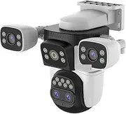 20MP WiFi Surveillance Camera 10X Zoom 4*Screens Outdoor Security Cameras 10k Human Detection Auto Tracking(U/S,White CAM No Card)