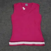 Laurie B Top Womens Large L Pink Sleeveless Pullover Blouse V Neck Striped