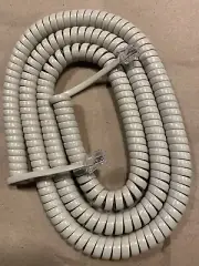 25' FT Phone Curly Coil Cord Nortel Ash Tan Beige Executone Inter-Tel Vodavi