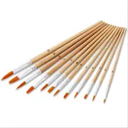 12Pcs/Lot Paint Brush Wooden Handle Different Size Nylon Hair Oil Painting Brushes Set for Watercolor Acrylic Drawing Art