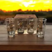NIB Vintage Libbey Bird Wild Geese In Flight Highball Glasses Set Of Four USA