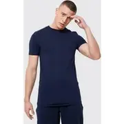 Mens Navy Longline Muscle Fit T-Shirt