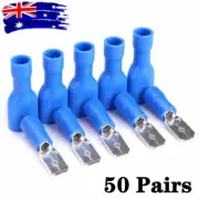 50Pairs 16-14 AWG Electrical Wire Spade Connectors Insulated Crimp Terminals Set