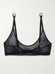 [Kiki de Montparnasse] Kiki de Montparnasse - Dahlia Tulle-trimmed Stretch-lace Soft-cup Bra - Black - x small x small Black