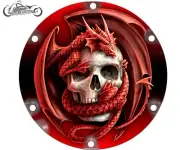 2004+ HARLEY DAVIDSON SPORTSTER 883 1200 DERBY CLUTCH COVER DRAGON & SKULL