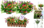12 Bundles Artificial Flowers for Outdoor, UV 12pcs Eucalyptus Flowers