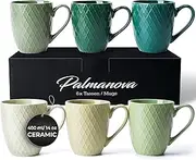 MIAMIO – 6 x 400 ml – Coffee Mug Set/Mug - Modern Ceramic Mug Matt - Coffee Mug Large - Palmanova Collection (Jungle Green)