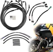 16" Touring Ape Hanger Handlebar Cables Front Turn Signals Extension Wire & CAN-Bus & TBW Wires & Brake Line for 2014-2015 Harley Road King/Glide,Electra Glide,Street Glide with ABS,Black