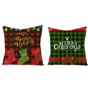 4Pcs Christmas Pillowcase Cotton Linen Throw Pillow Cover for Couch Home Decorations -Style 1 and Style 2