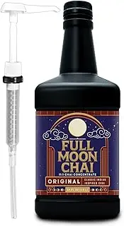 Maya Tea Full Moon Chai Concentrate, Original Classic Indian Inspired, Organic Cane Sugar, Natural Flavors, 64 Ounce with White Pump