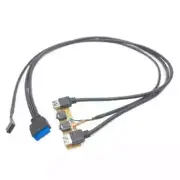 19Pin Dual USB 3.0 9Pin 3.5mm HD Audio Motherboard Extension Cable Front Panel