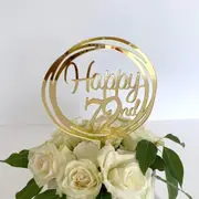 Acrylic Gold Geometric 'Happy 72nd' Cake Topper