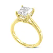 LuvMyJewelry Genoveva 14K Yellow Gold Princess Cut Lab Grown Diamond Hidden Halo Engagement Ring - 2.2 Ct at Nordstrom, Size 8