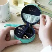 Lisa Angel UK Mini Round Jewelry Case Sea Green Navy For Travel In Purse Vanity