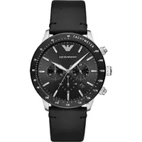在飛比找PChome24h購物優惠-EMPORIO ARMANI 亞曼尼 個性計時手錶-黑皮帶/
