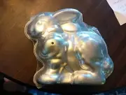 Vintage Bunny Rabbit 2 Part Chocolate Mold Tin Cake Pan Easter Spring Animal
