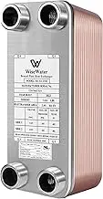 Brazed Plate Heat Exchanger Copper/SS316L 3"x8" 10-40 Plates 3/4" MPT Floor Heating, Water Heating, Snow Melting