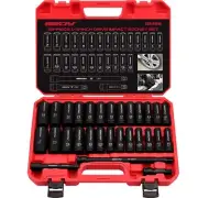 29-Piece 1/2" Drive Impact Socket Set, SAE (3/8 to 1 inch) and Metric (10-24m...