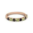 925 Silver Round 2.5MM Black Spinel Peridot Eternity Rose Plated Women Ring