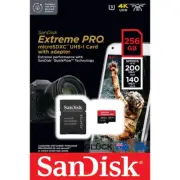 SanDisk 256GB Extreme PRO microSDXC Card + SD Adapter + RescuePRO Deluxe,