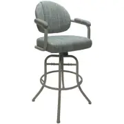 Swivel Tilt Metal Bar Stool 30" - M-70 - Blue Fabric - Beige Frame