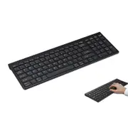 Bluetooth Wireless Keyboard 2.4G Ultra Thin Rechargeable Keyboard Compatible with Multi Device-Black