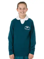 Teal Wool Blend Pullover With Emb