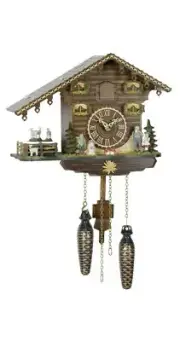 Quartz Cuckoo Clock Swiss house with music, turning goats TU 434 QMT NEW