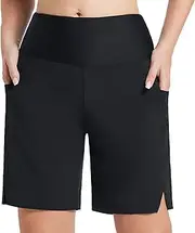 [Generic] Womens Bathing Suits Size Medium Women Suit Shorts Waisted Swim Drawstring Bottoms Swimsuit High Boy Shorts Pocket Bathing Swimwears Tankinis Set Sports Yoga Shorts Swimbottom Skirt Suit Set for Women