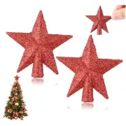 2 Pcs Mini Christmas Tree Topper, Small Tree Topper Glitter Stars Xmas Tree
