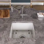 ALFI brand ABF1818S Square 18" x 18" Undermount / Drop In Fireclay Prep Sink