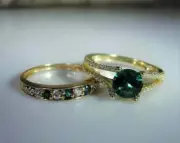 2.30Ct Round Cut Simulated Emerald Bridal Pretty Ring 925 Silver Gold Plated