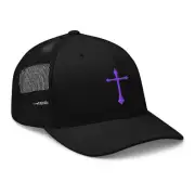 Purple Gothic Medeival Cross Trucker Cap Snapback Hat