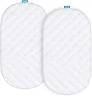 Bamboo Bassinet Mattress Pad Cover Compatible with SNOO Smart Sleeper and Simmons Kids by The Bed Twin City Sleeper Bassinet, 2 Pack, Waterproof, Ultra Soft Sleep Surface, Breathable and Easy Care