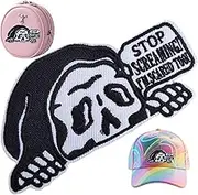 2"x3.5"Stop Screaming I'm Scared Too Skull Fabric Patch for DIY Crafts & Costumes, Funny Embroidery Patch for Clothes, Jeans, Bags, Hats, Backpacks, Sweatshirt - Funny Skull Emblem