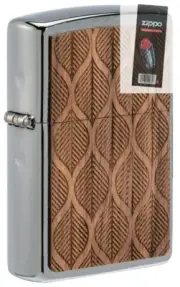 Zippo 49708 WOODCHUCK USA Walnut Leaves Two Sided Lighter + FLINT PACK
