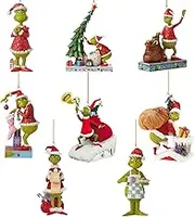 Set of 8 Grinchs Christmas Tree Ornaments, 2D Cute Hanging Grinchs Christmas Decorations, 9cm Acrylic Ornaments Party Supplies Kids Gift 2022 Holiday Decor