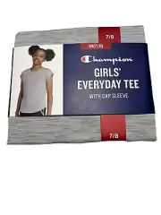 Champion Girls' Top L Short Cap Sleeve Tee T Shirt Gray Size Medium 7/8