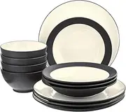 [Noritake] Colorwave Graphite 12-Piece Coupe Dinnerware Set, Service for 4