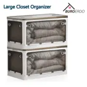 1pc Large Closet Organizer Stackable Clear Plastic Storage Bins with Wheels Home
