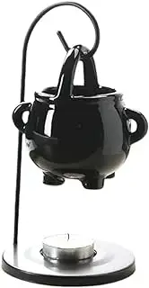 [Makimoo] Hanging Pagan Cauldron Oil Burner, Black Wax Warmer Aroma Diffuser, with Handle, for Essential Fragrance Wax Melts, Enchanting Witches' Home Decor Element.