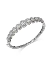 Bloomingdale's Fine Collection Diamond Oval Mosaic Bangle Bracelet in 14K White Gold, 3.0 tcw